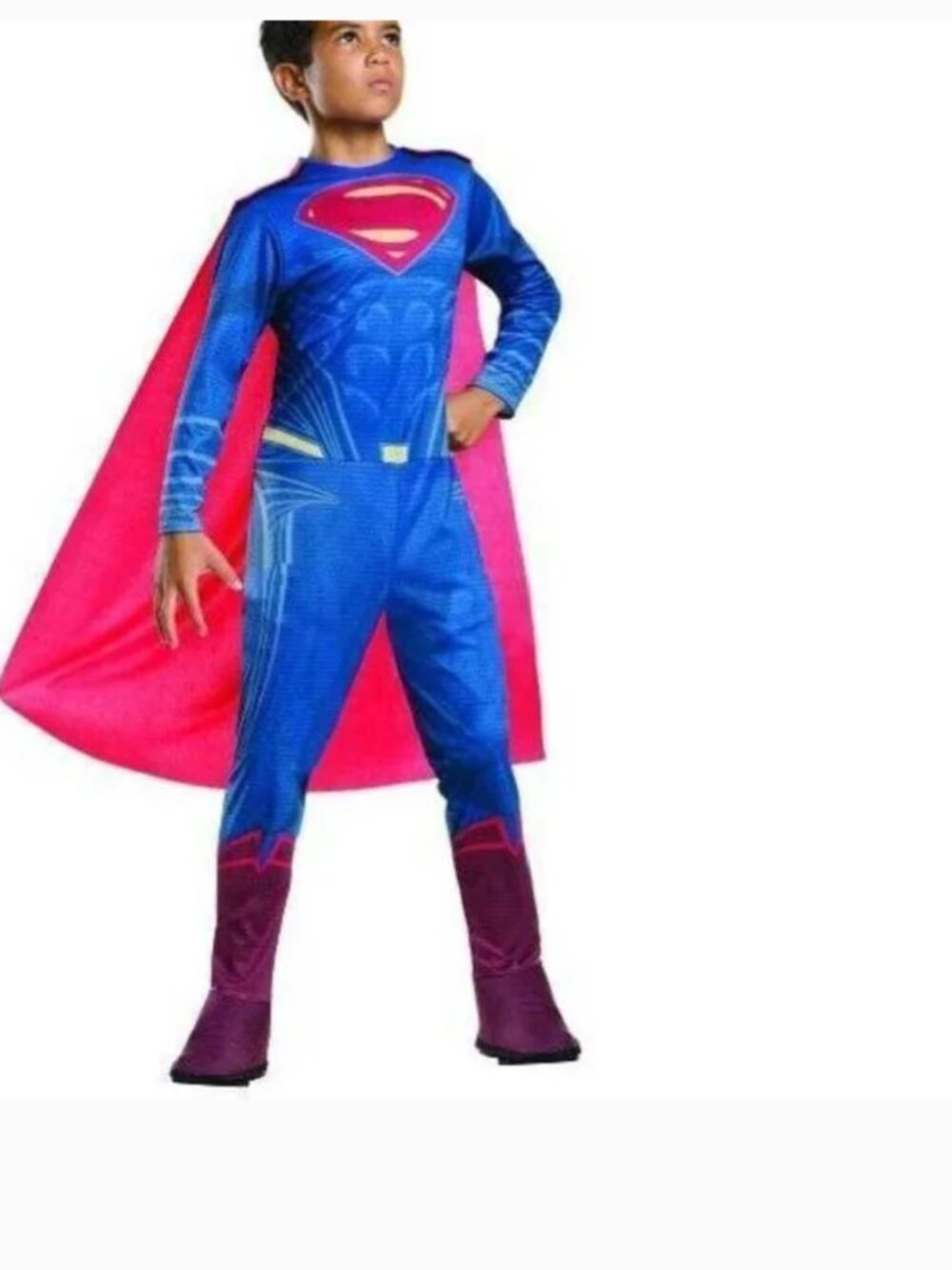 Superman Halloween Costume 12/14 Jumpsuit w/ Boot Tops & Cape Boys Super Hero